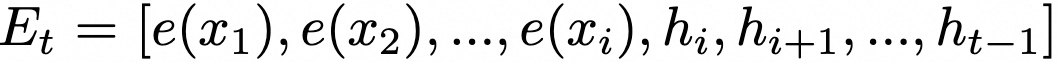 Coconut latent-mode input sequence containing token embeddings followed by hidden states